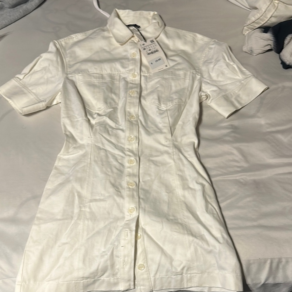 Elegant White Button-Up Dress